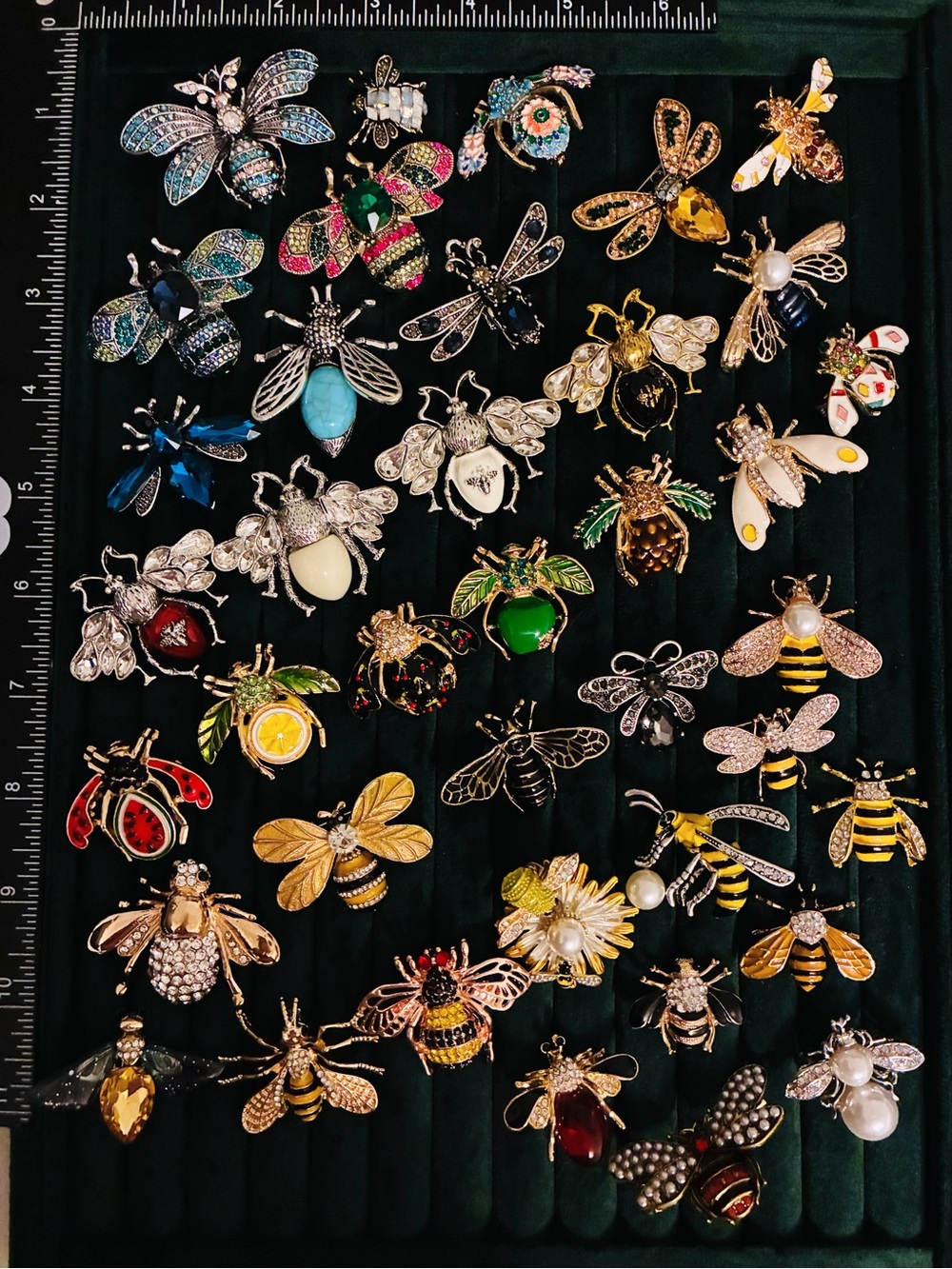 Lot of 40 Honeybee Bumblebee Brooches WaspStatement Crystal Insect Pin Set